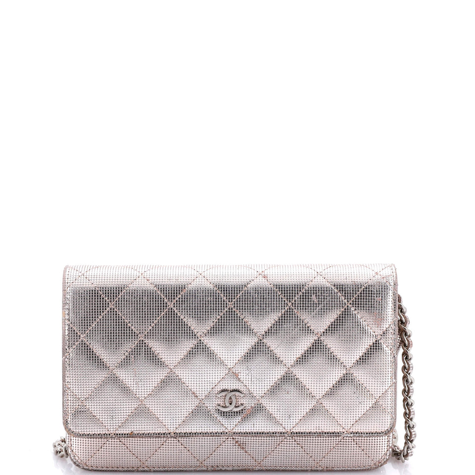 Wallet on Chain Pixel Effect Quilted Calfskin