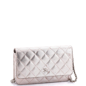 Wallet on Chain Pixel Effect Quilted Calfskin