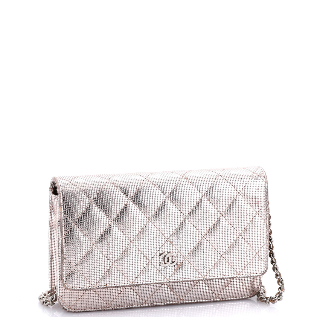 Wallet on Chain Pixel Effect Quilted Calfskin