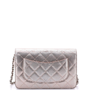 Wallet on Chain Pixel Effect Quilted Calfskin
