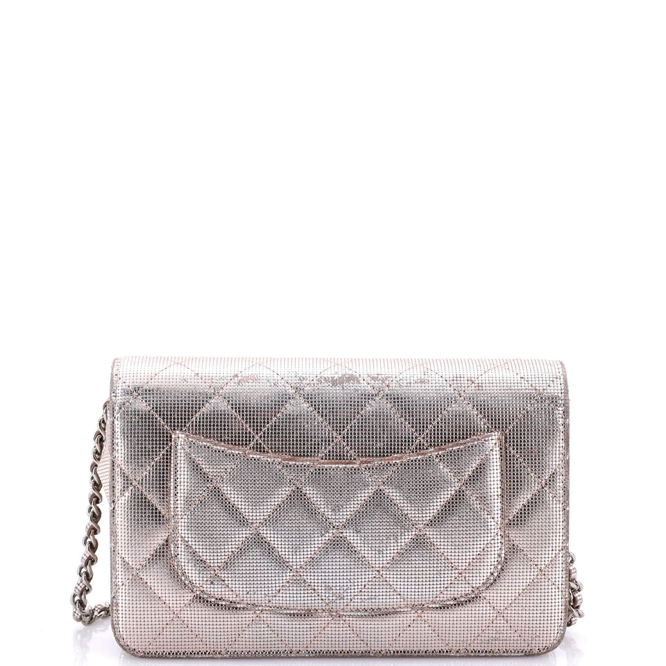 Wallet on Chain Pixel Effect Quilted Calfskin