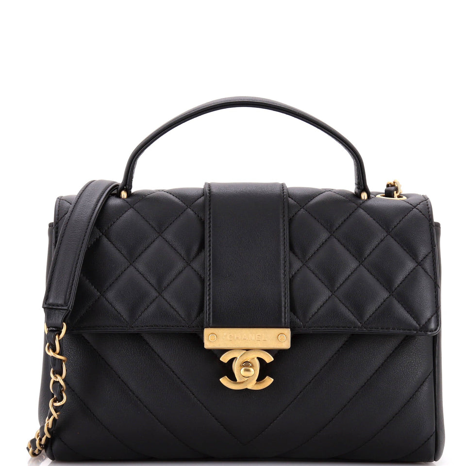In The City Top Handle Flap Bag Mixed Quilt Calfskin Medium