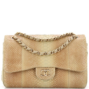 Classic Double Flap Bag Python Jumbo