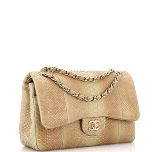 Classic Double Flap Bag Python Jumbo