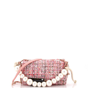 Pearl Handle Flap Bag Quilted Tweed Medium