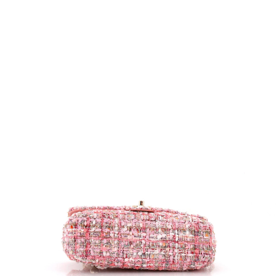 Pearl Handle Flap Bag Quilted Tweed Medium