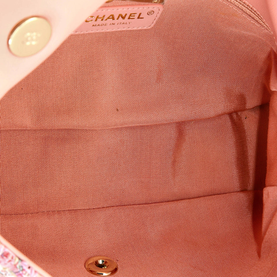 Pearl Handle Flap Bag Quilted Tweed Medium