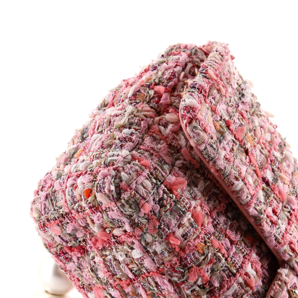 Pearl Handle Flap Bag Quilted Tweed Medium