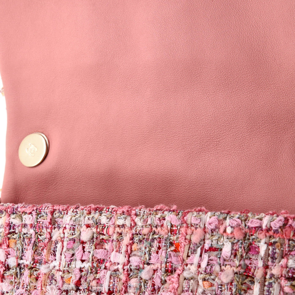 Pearl Handle Flap Bag Quilted Tweed Medium