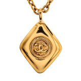 Vintage CC Diamond Pendant Necklace Metal