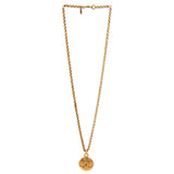 Vintage CC Round Pendant Long Necklace Metal