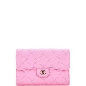 Trifold Classic Flap Wallet Quilted Caviar Medium