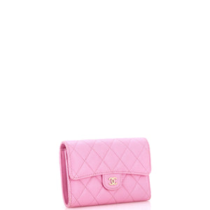 Trifold Classic Flap Wallet Quilted Caviar Medium