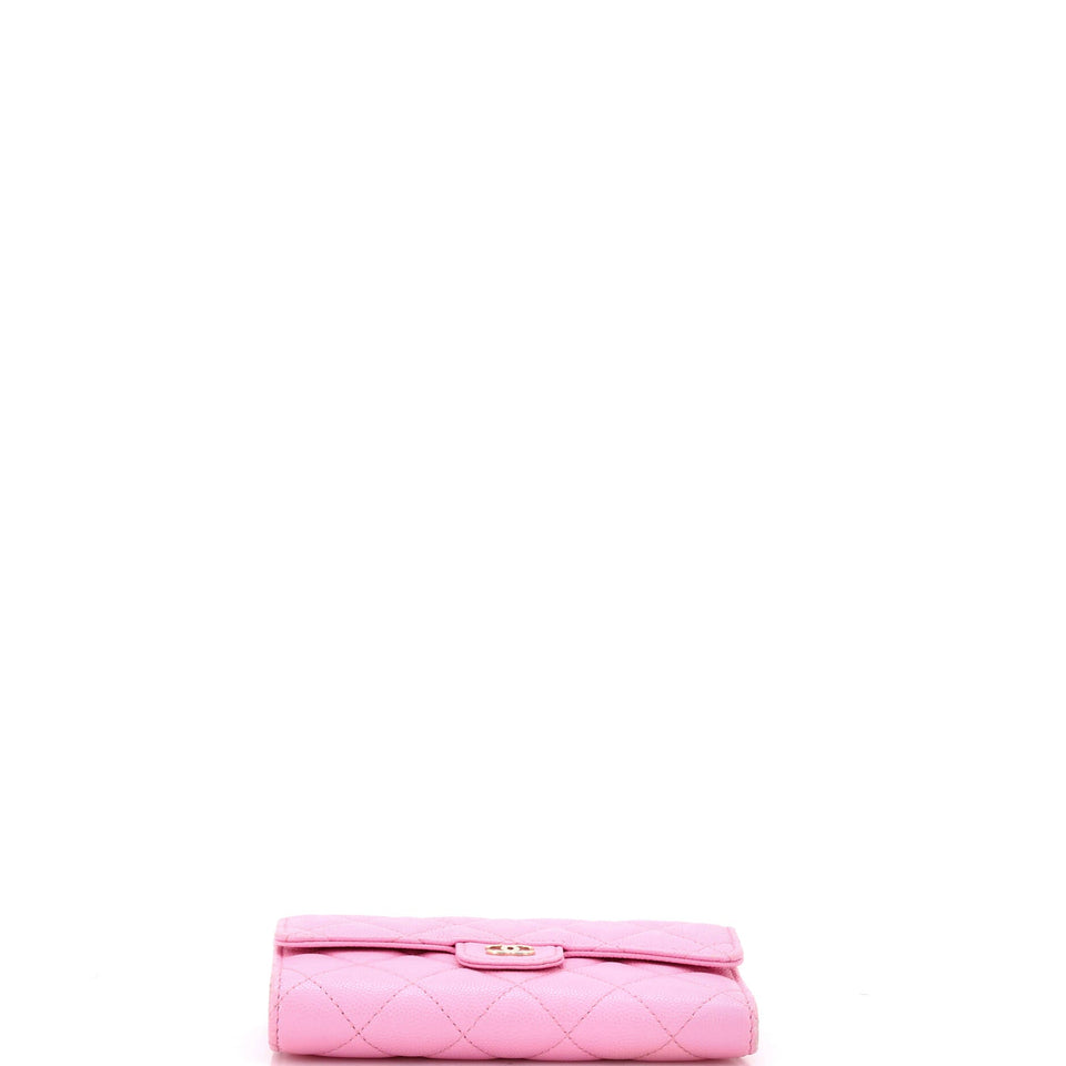 Trifold Classic Flap Wallet Quilted Caviar Medium