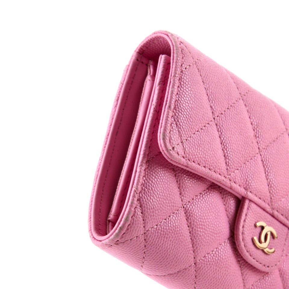 Trifold Classic Flap Wallet Quilted Caviar Medium