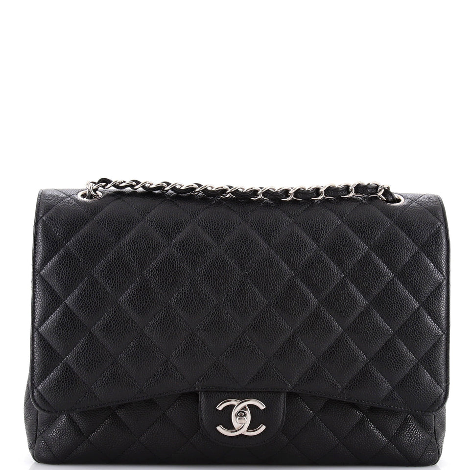 Classic Double Flap Bag Quilted Caviar Maxi