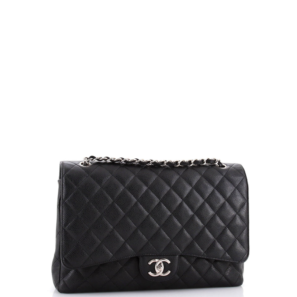 Classic Double Flap Bag Quilted Caviar Maxi