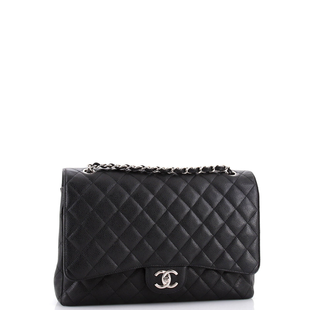 Classic Double Flap Bag Quilted Caviar Maxi
