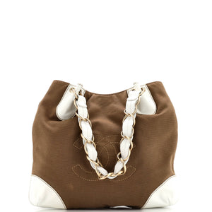 Vintage Olsen CC Chain Tote Canvas with Leather Medium