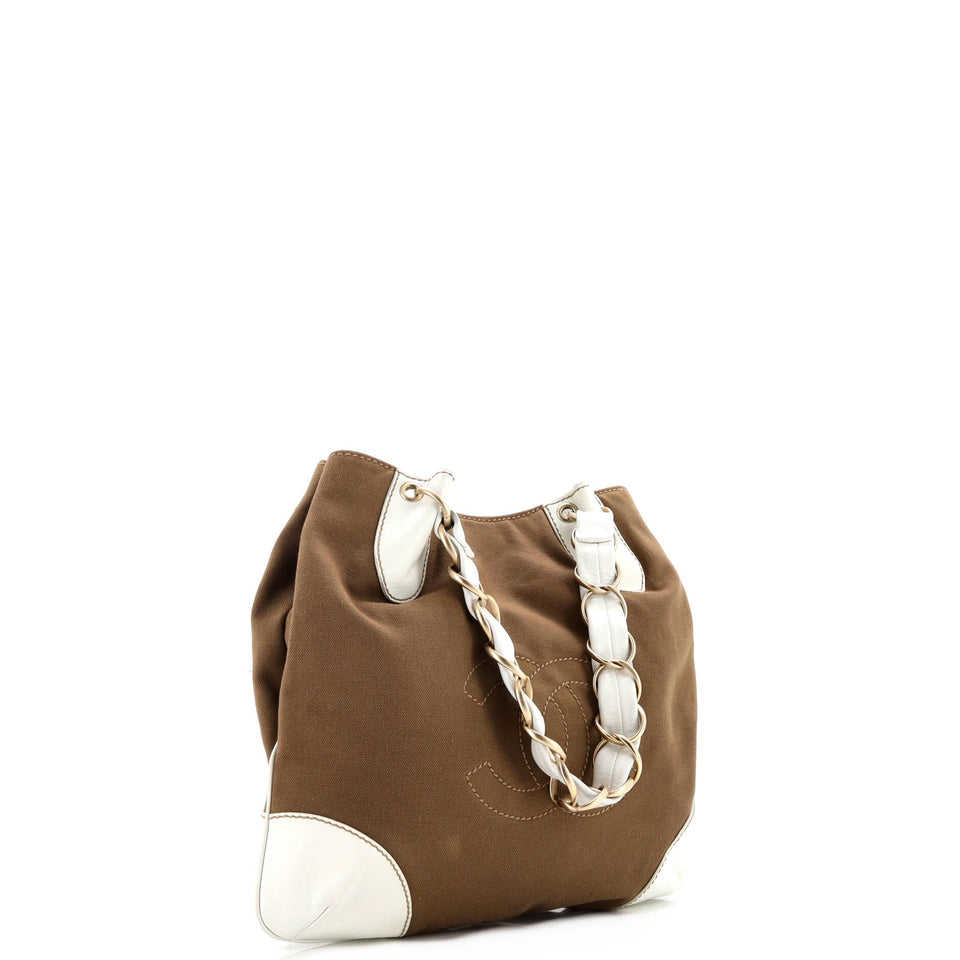 Vintage Olsen CC Chain Tote Canvas with Leather Medium