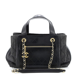 Shopping Tote Quilted Denim with Stitched Calfskin Medium