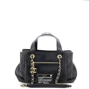 Shopping Tote Quilted Denim with Stitched Calfskin Medium