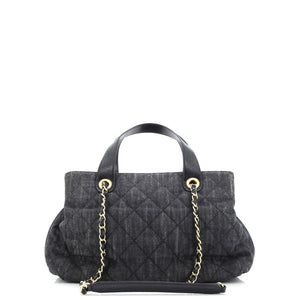 Shopping Tote Quilted Denim with Stitched Calfskin Medium