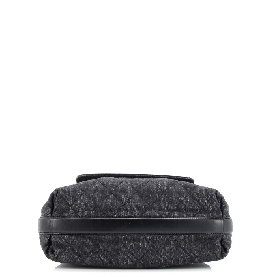 Shopping Tote Quilted Denim with Stitched Calfskin Medium