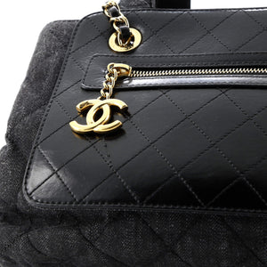 Shopping Tote Quilted Denim with Stitched Calfskin Medium