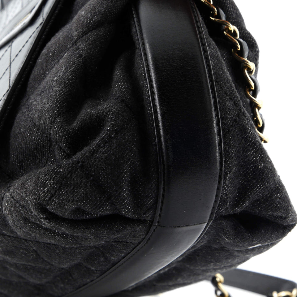 Shopping Tote Quilted Denim with Stitched Calfskin Medium