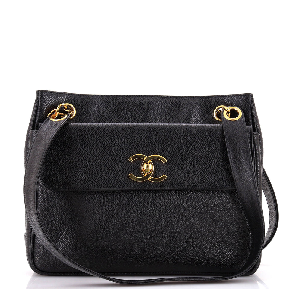 Vintage Front Pocket Tote Caviar Medium