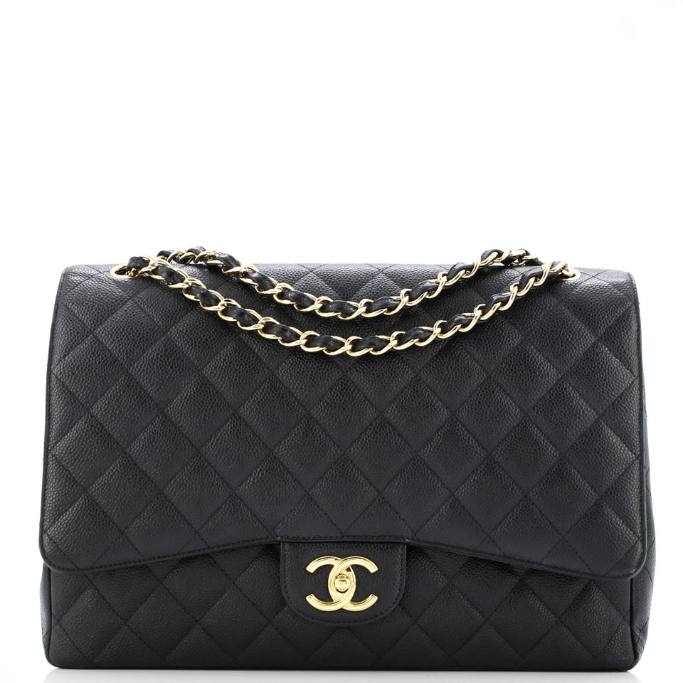 Classic Double Flap Bag Quilted Caviar Maxi
