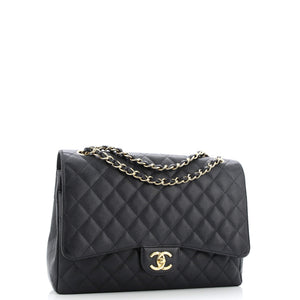 Classic Double Flap Bag Quilted Caviar Maxi
