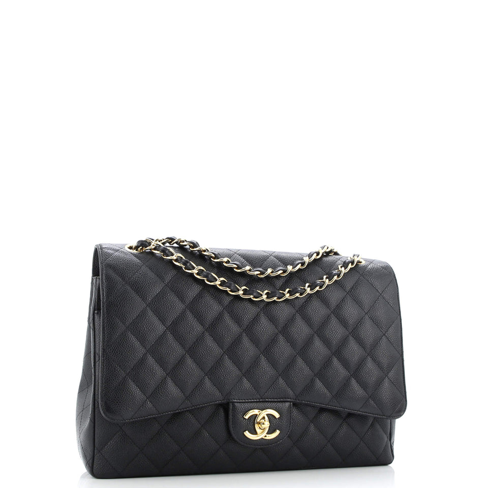 Classic Double Flap Bag Quilted Caviar Maxi