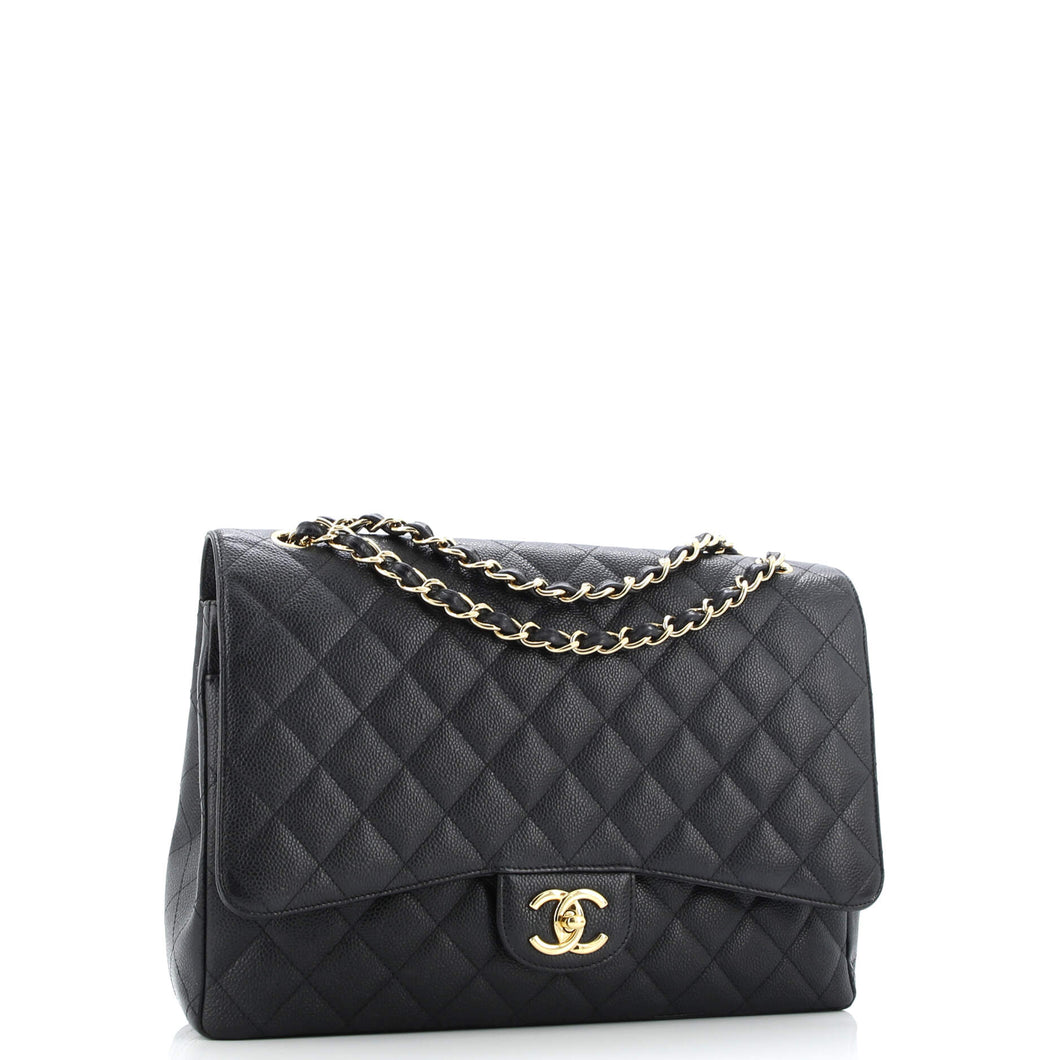 Classic Double Flap Bag Quilted Caviar Maxi
