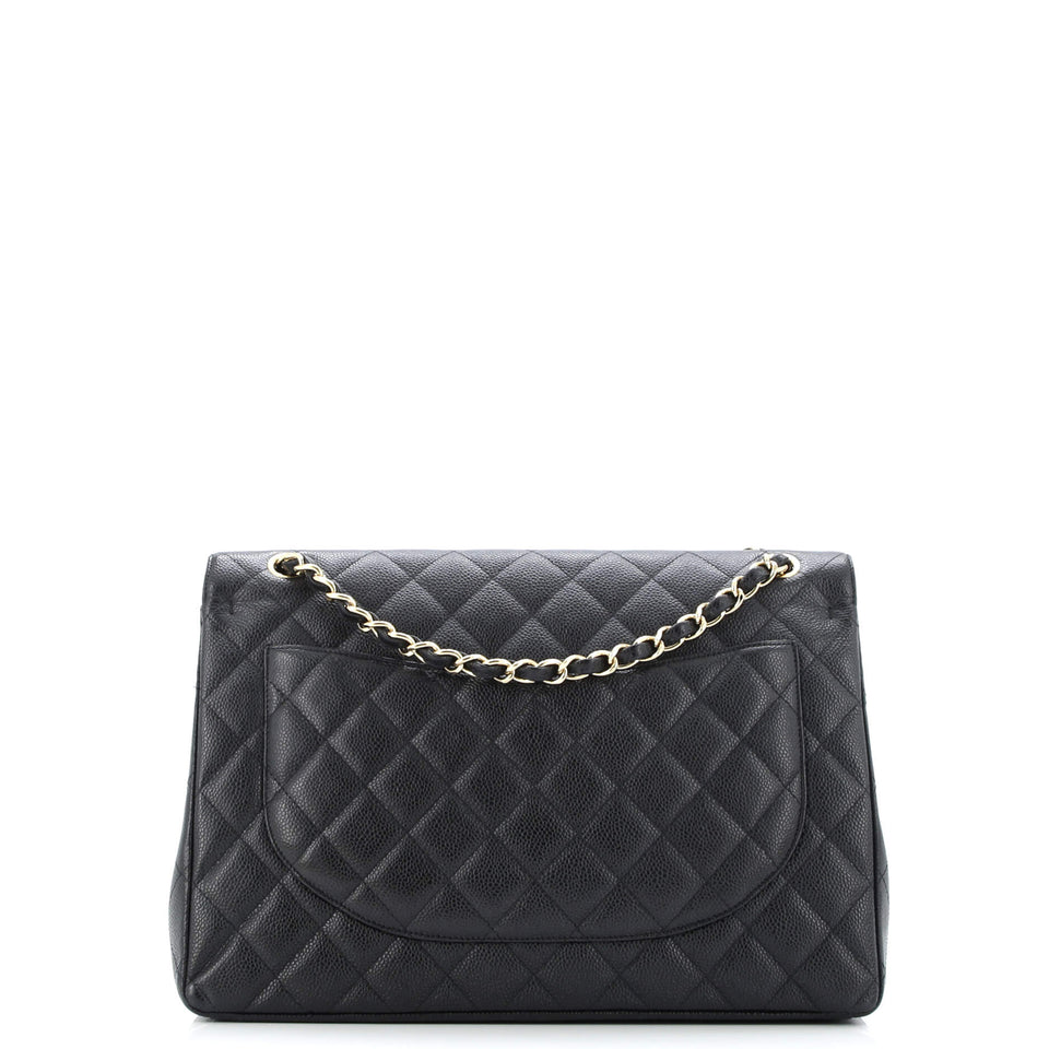 Classic Double Flap Bag Quilted Caviar Maxi