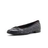 Women's CC Cap Toe Bow Ballerina Flats Quilted Leather