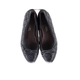 Women's CC Cap Toe Bow Ballerina Flats Quilted Leather
