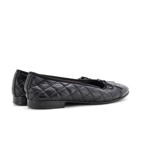 Women's CC Cap Toe Bow Ballerina Flats Quilted Leather
