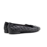 Women's CC Cap Toe Bow Ballerina Flats Quilted Leather