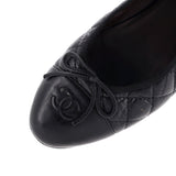 Women's CC Cap Toe Bow Ballerina Flats Quilted Leather
