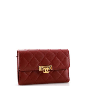 Golden Class Flap Wallet Quilted Caviar Small