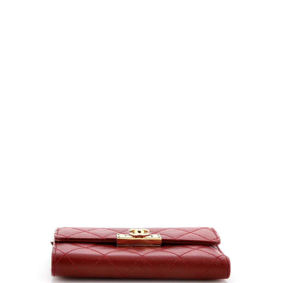 Golden Class Flap Wallet Quilted Caviar Small