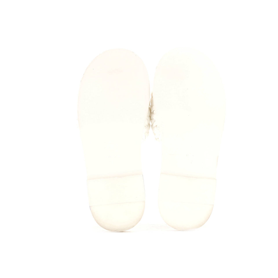 Women's CC Slide Sandals Crystal Embellished Woven Raffia