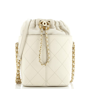 CC Drawstring Bucket Crossbody Bag Stitched Calfskin Medium