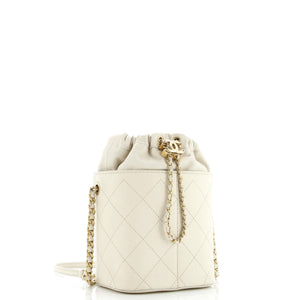 CC Drawstring Bucket Crossbody Bag Stitched Calfskin Medium