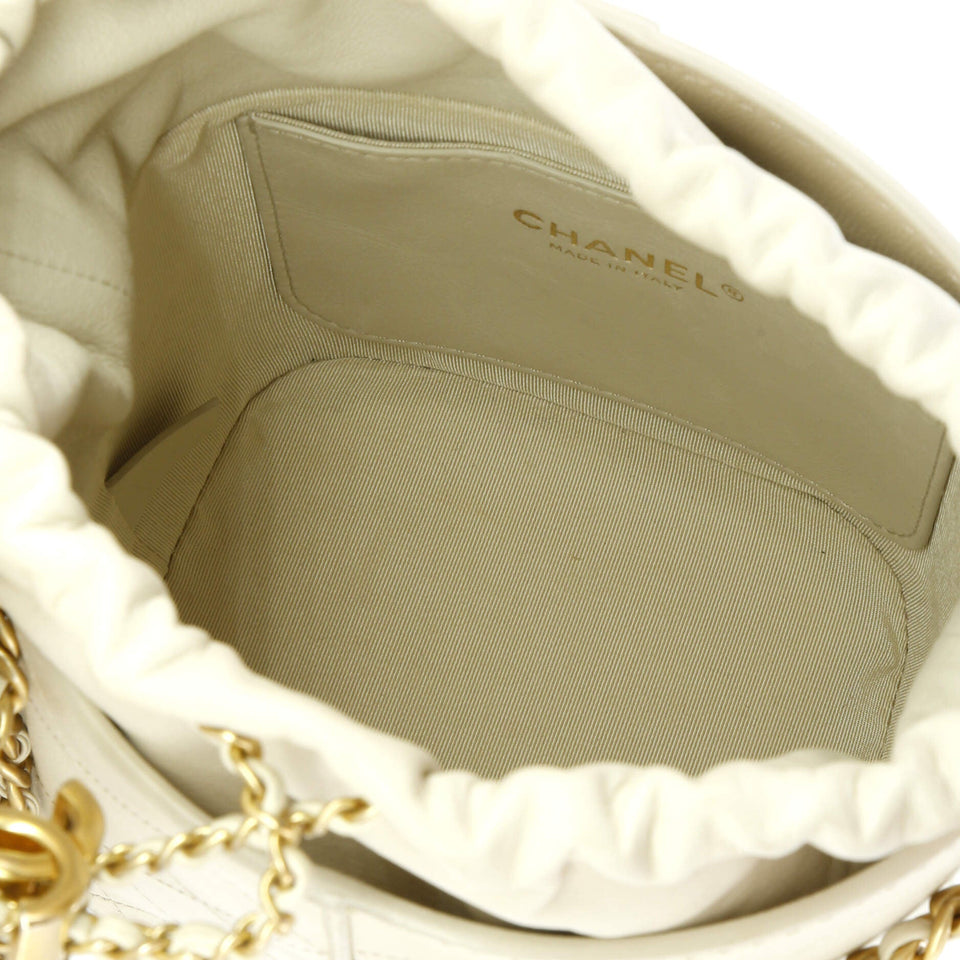 CC Drawstring Bucket Crossbody Bag Stitched Calfskin Medium