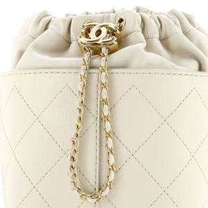 CC Drawstring Bucket Crossbody Bag Stitched Calfskin Medium