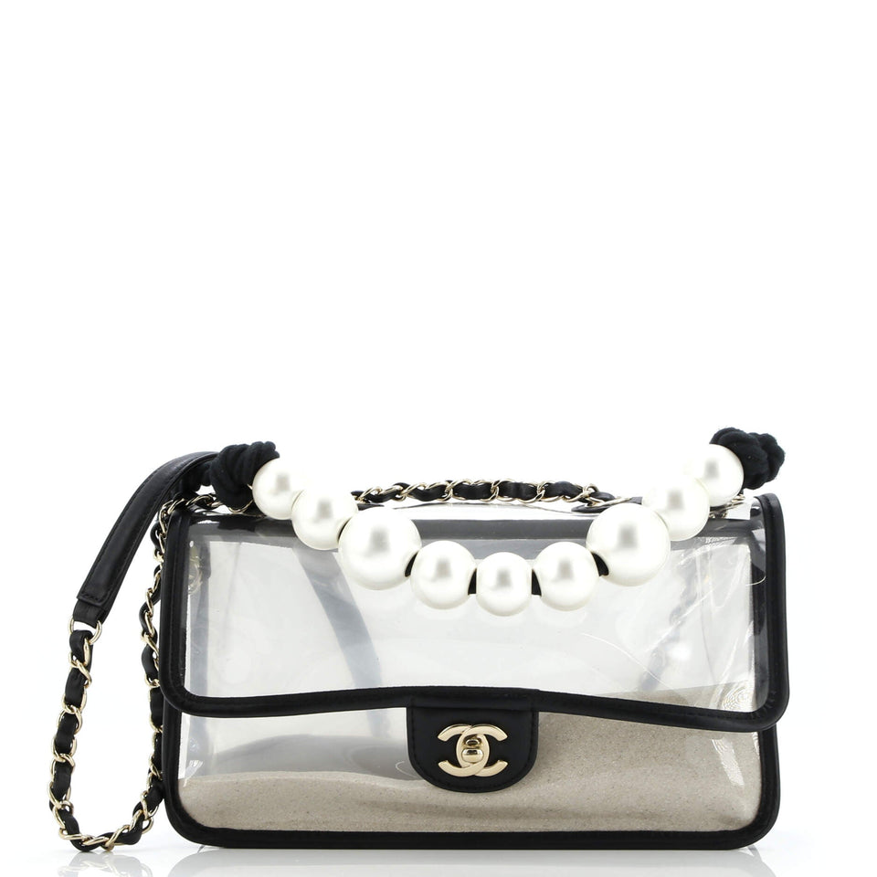 Sand By The Sea Pearl Flap Bag PVC with Lambskin Medium