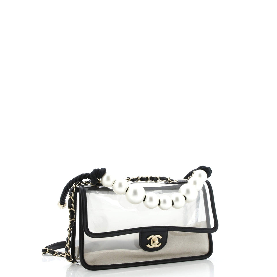 Sand By The Sea Pearl Flap Bag PVC with Lambskin Medium